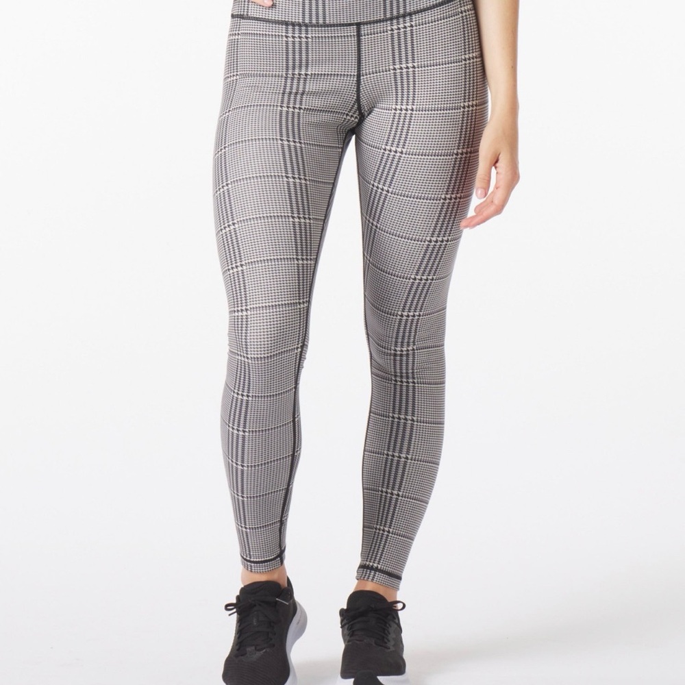 Glyder High Waist Pure Legging: Oatmilk/Black Glen Plaid